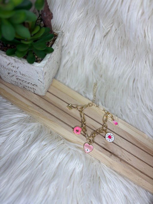 Pink Charms Bracelet